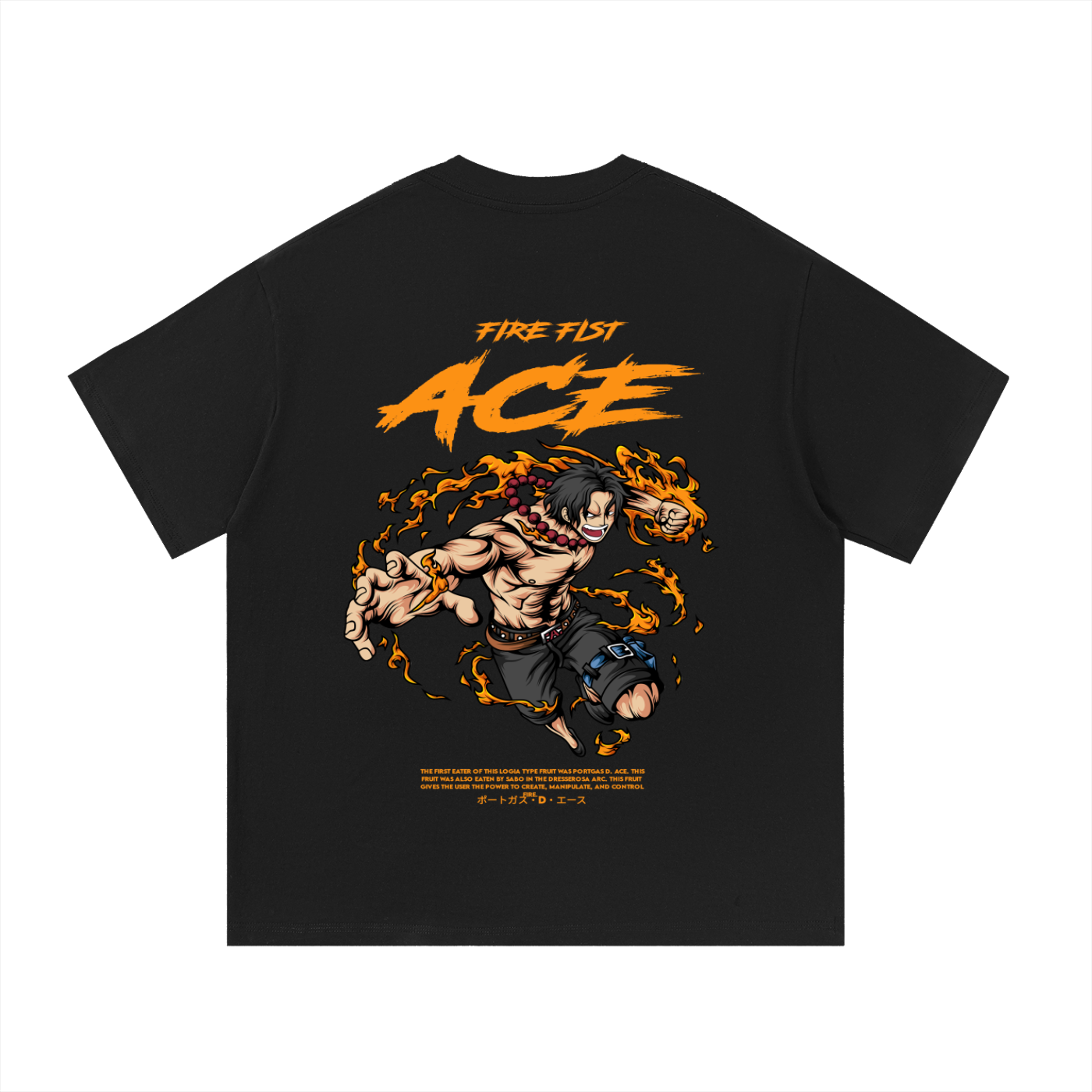 Portgas D. Ace Front & Back DTF Print Essential Cotton T-Shirt