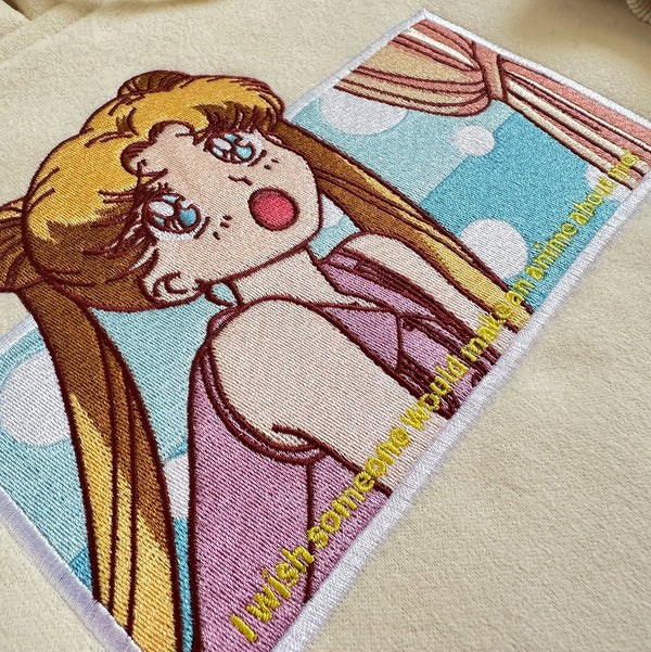 Sailor Moon Embroidered Hoodie – front view featuring detailed magical girl embroidery