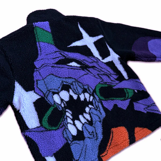 Unit1 Purple Green Mech Sherpa Jacket Oversized Fit Winter Streetwear