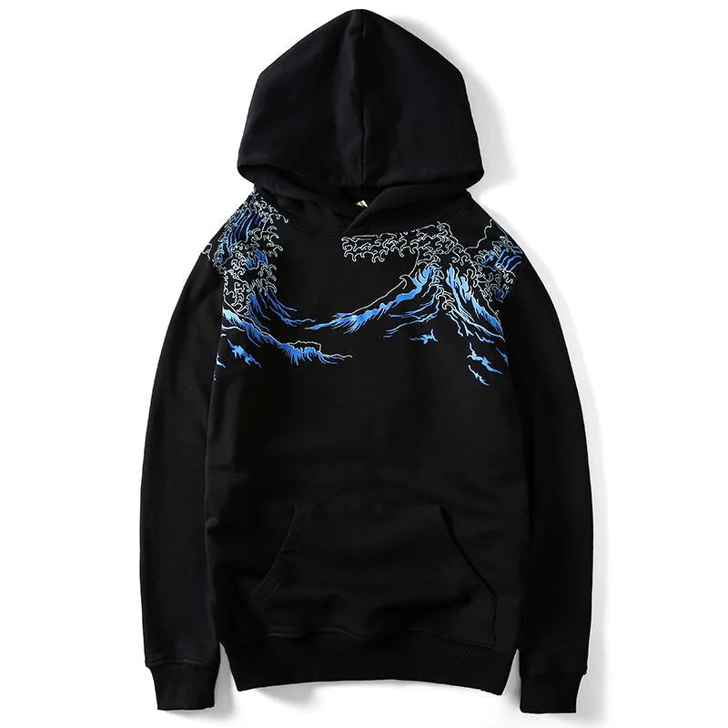 Blue Koi Carp Embroidered Sukajan Hoodie – Symbol of Strength & Serenity