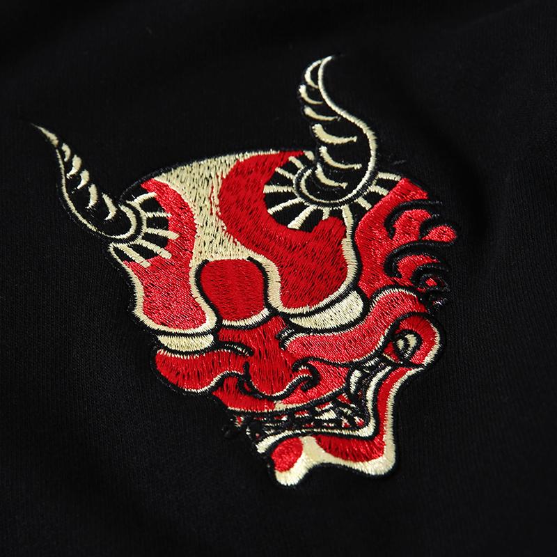 The Oni Embroidered Sukajan Hoodie – Fierce Spirit of Justice & Wrath