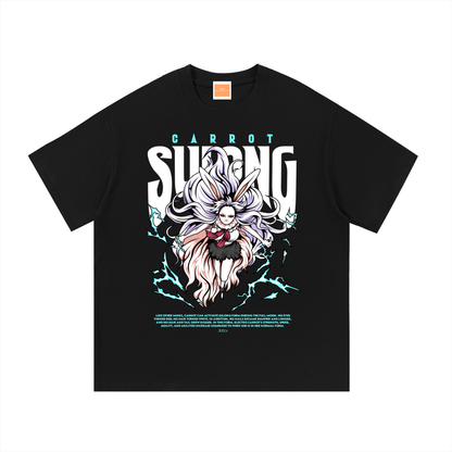 Carrot "the rabbit mink warrior beast tribe" Sulong Full-Moon Transformation Front & Back DTF Print Essential Cotton T-Shirt
