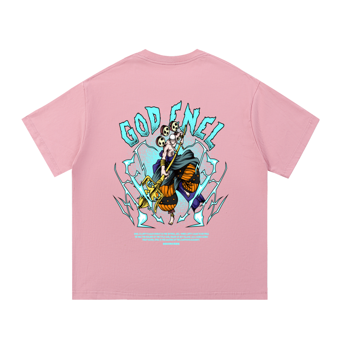Enel "Thunder God of Skypeia" the Goro Goro No Mi Fruit Eater Front & Back DTF Print Essential Cotton T-Shirt