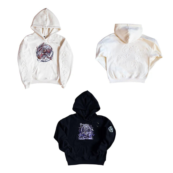 Yuta Embroidered Black Hoodie for Unisex