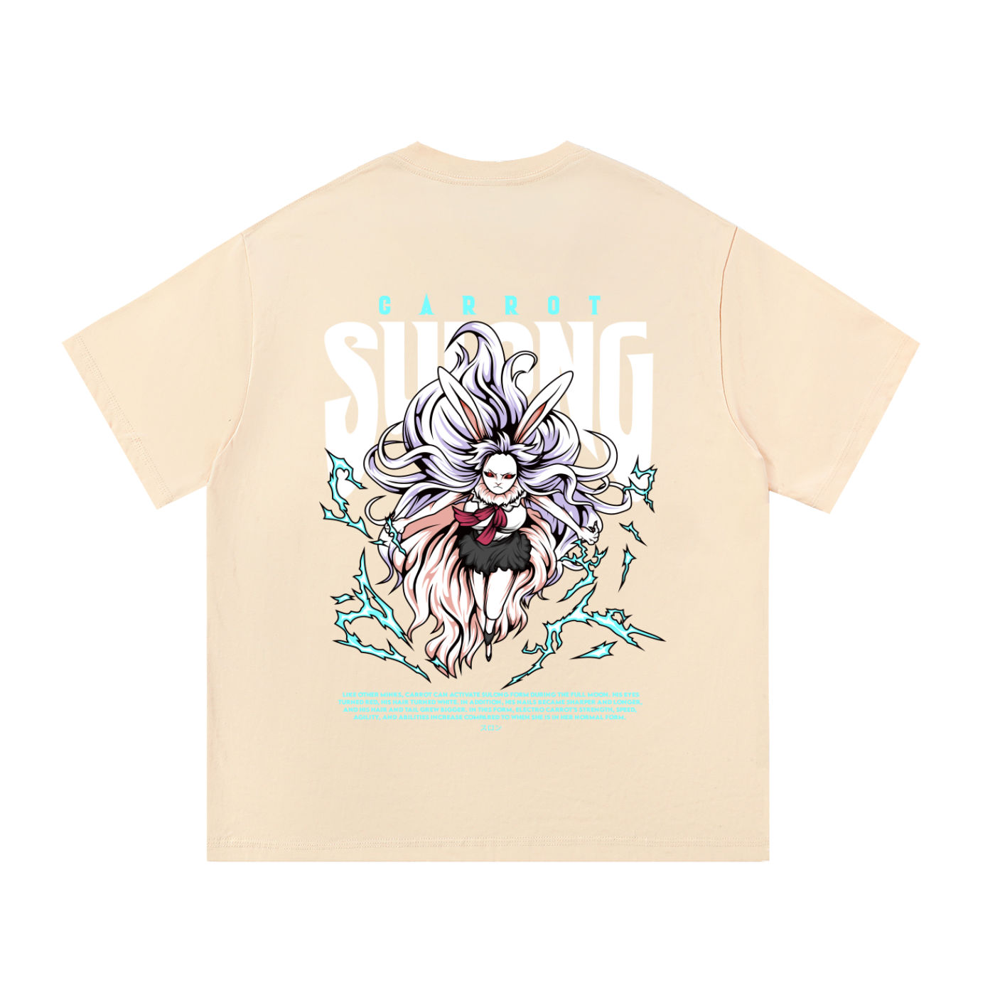 Carrot "the rabbit mink warrior beast tribe" Sulong Full-Moon Transformation Front & Back DTF Print Essential Cotton T-Shirt