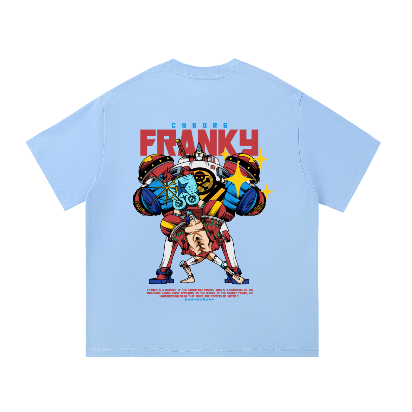 Franky "The Cyborg Shipwright" Front & Back DTF Print Essential Cotton T-Shirt