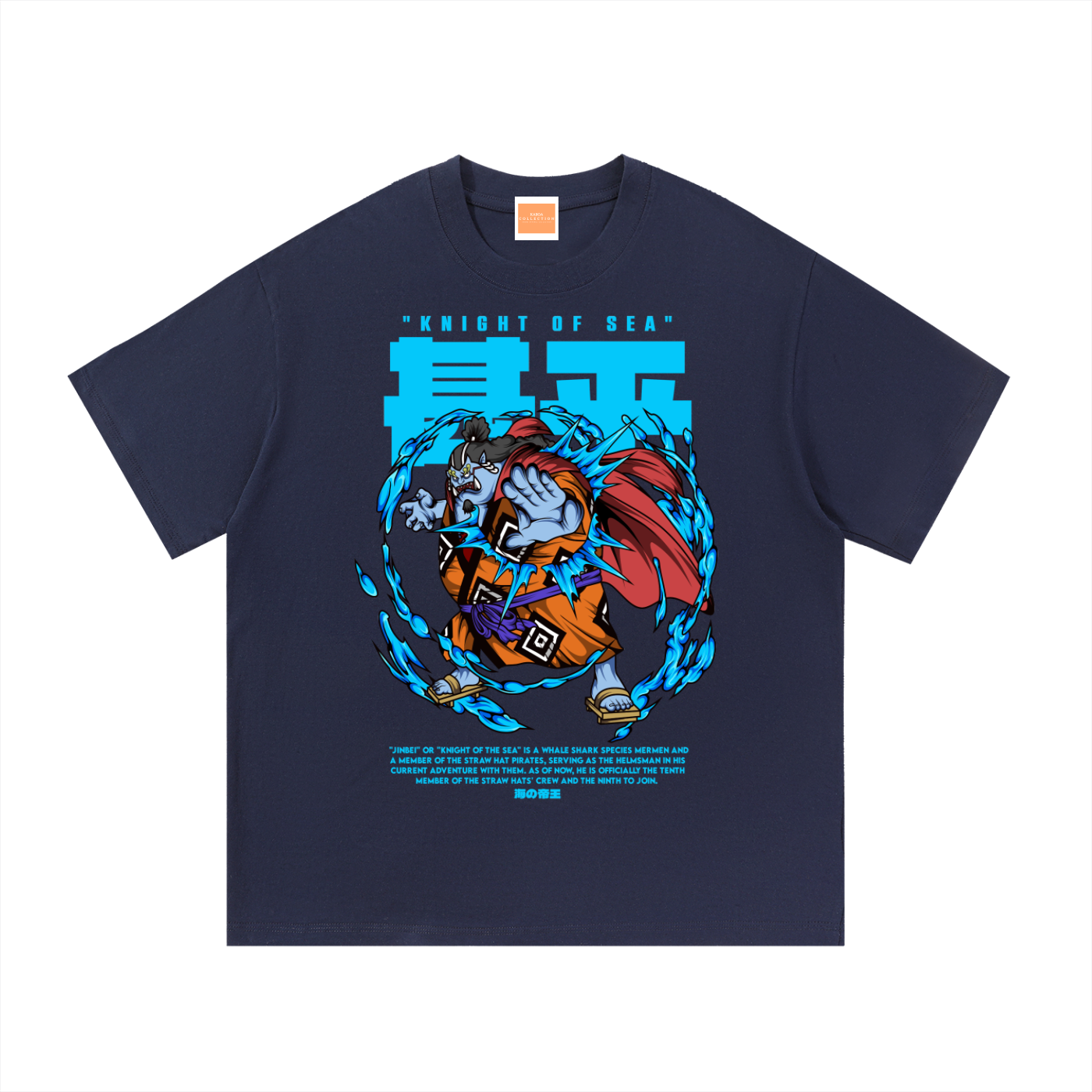 Jinbei "the Knight of the Sea" Front & Back DTF Print Essential Cotton T-Shirt