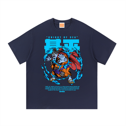 Jinbei "the Knight of the Sea" Front & Back DTF Print Essential Cotton T-Shirt