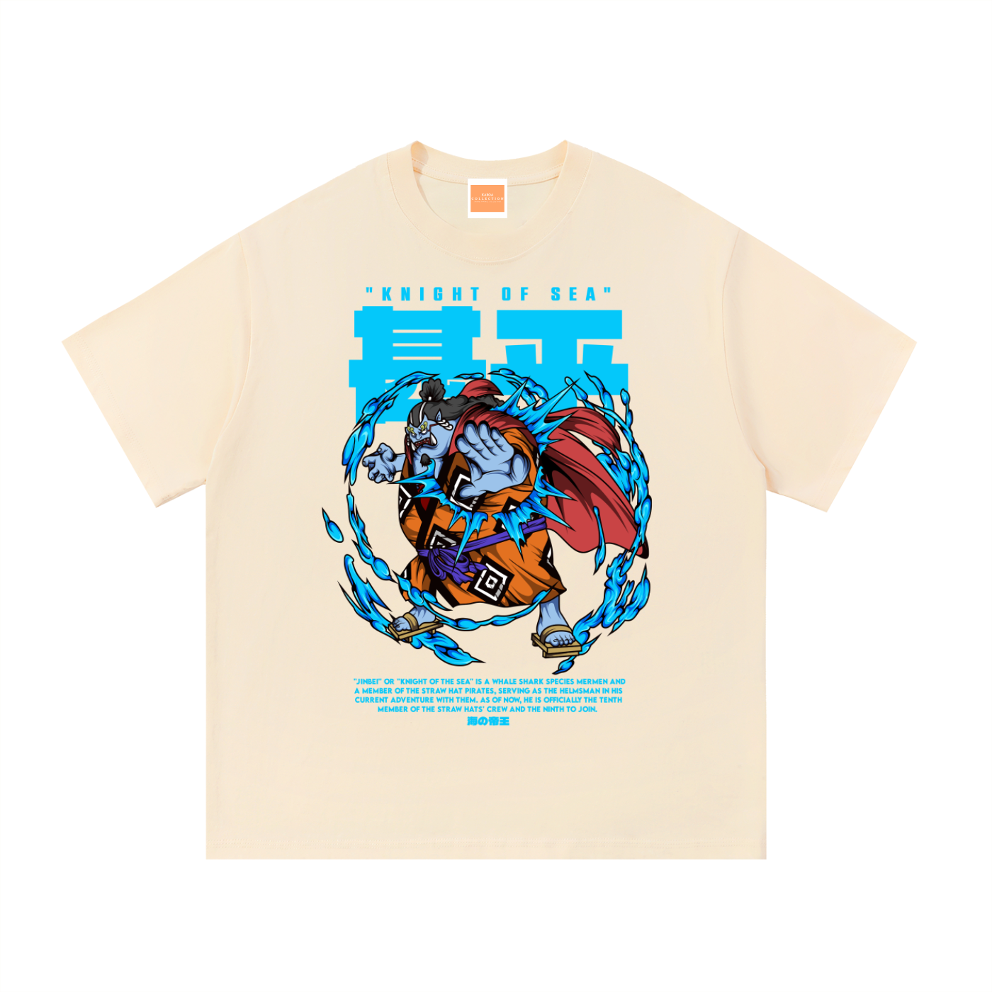Jinbei "the Knight of the Sea" Front & Back DTF Print Essential Cotton T-Shirt