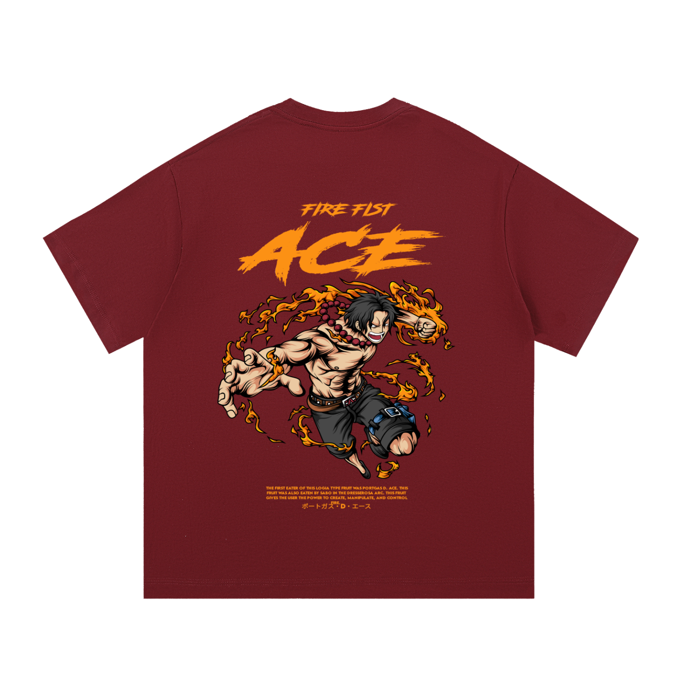 Portgas D. Ace Front & Back DTF Print Essential Cotton T-Shirt