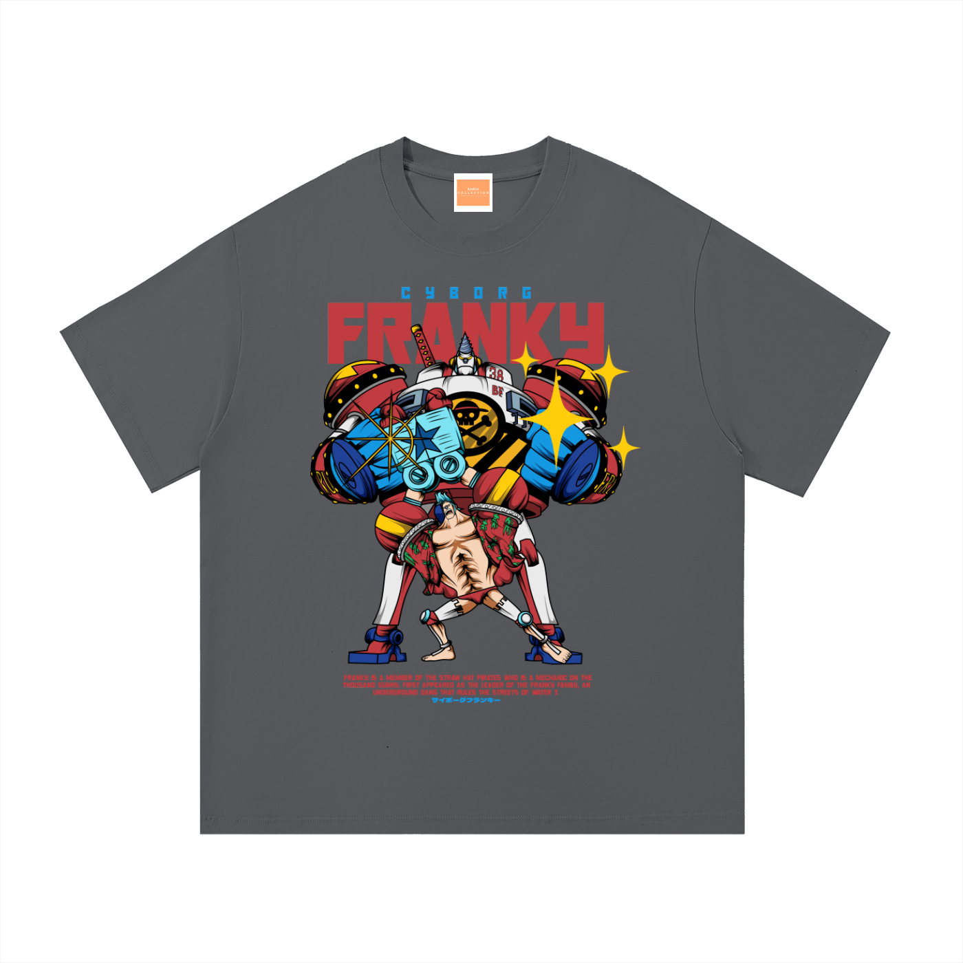 Franky "The Cyborg Shipwright" Front & Back DTF Print Essential Cotton T-Shirt