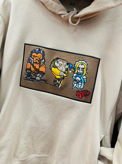 Axe, Juggernaut and Rylai Dota 2 Embroidered Beige Sweat Pullover Hoodie