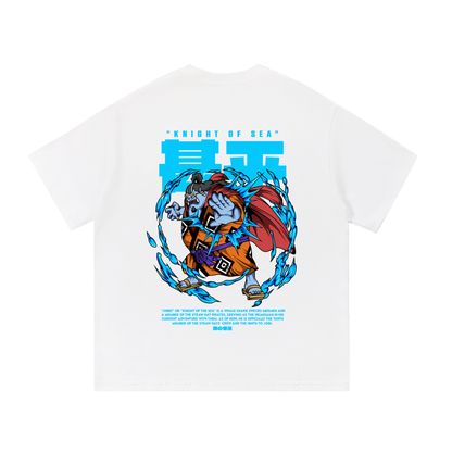 Jinbei "the Knight of the Sea" Front & Back DTF Print Essential Cotton T-Shirt