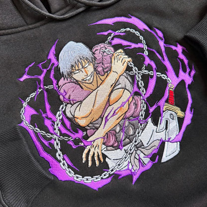 Toji Black Embroidered Hoodie for Unisex