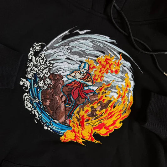 Avatar Black Embroidered Hoodie for Unisex