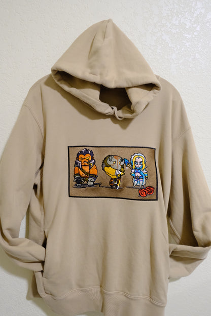Axe, Juggernaut and Rylai Dota 2 Embroidered Beige Sweat Pullover Hoodie