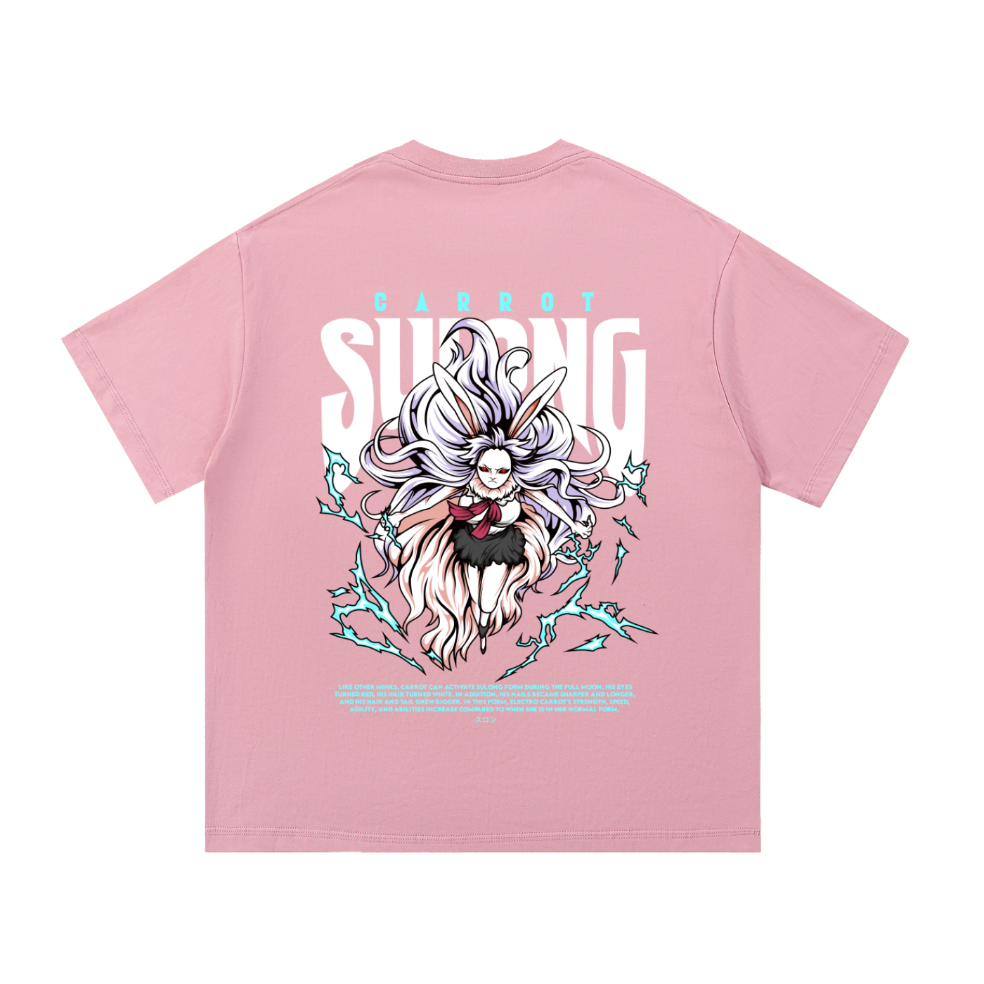 Carrot "the rabbit mink warrior beast tribe" Sulong Full-Moon Transformation Front & Back DTF Print Essential Cotton T-Shirt