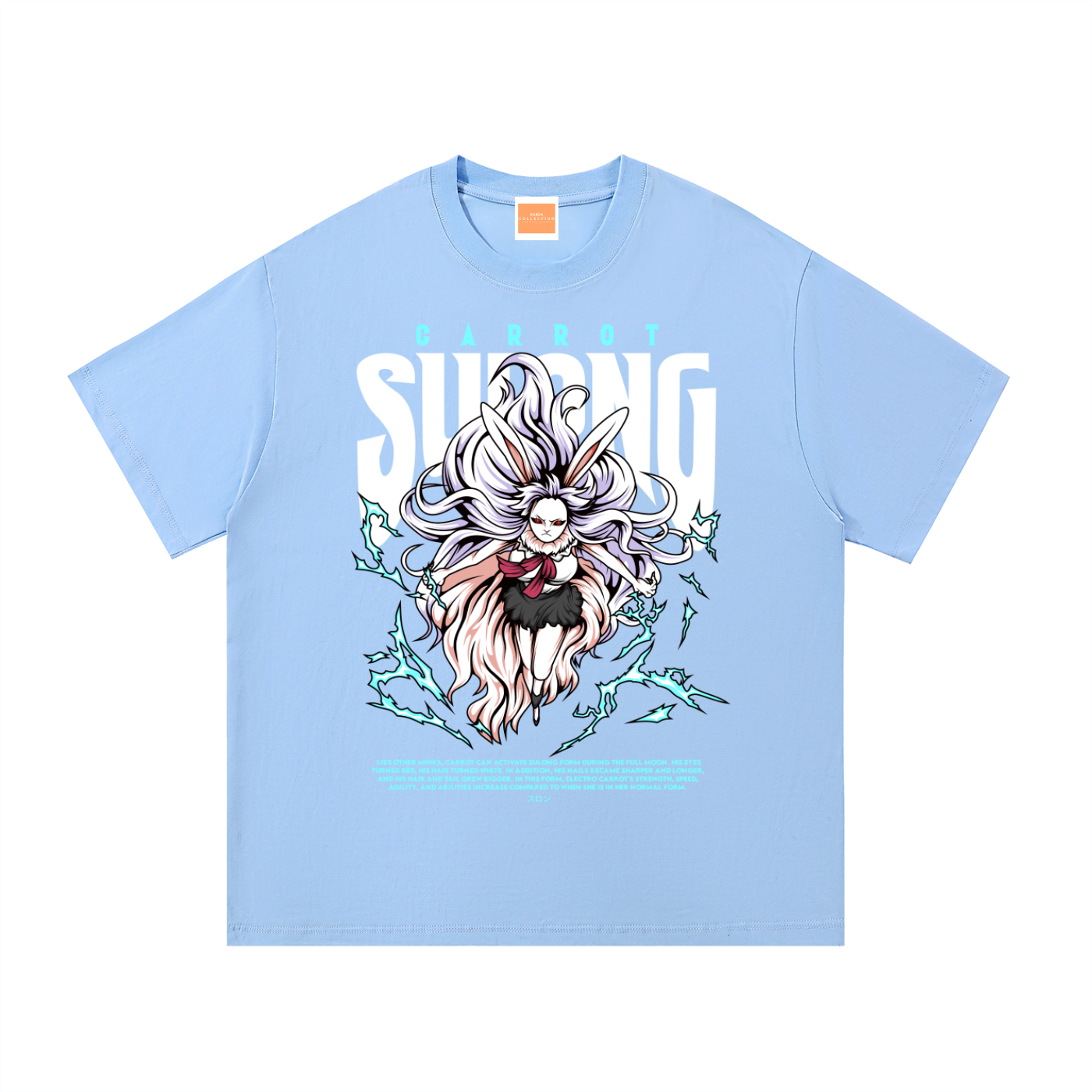 Carrot "the rabbit mink warrior beast tribe" Sulong Full-Moon Transformation Front & Back DTF Print Essential Cotton T-Shirt