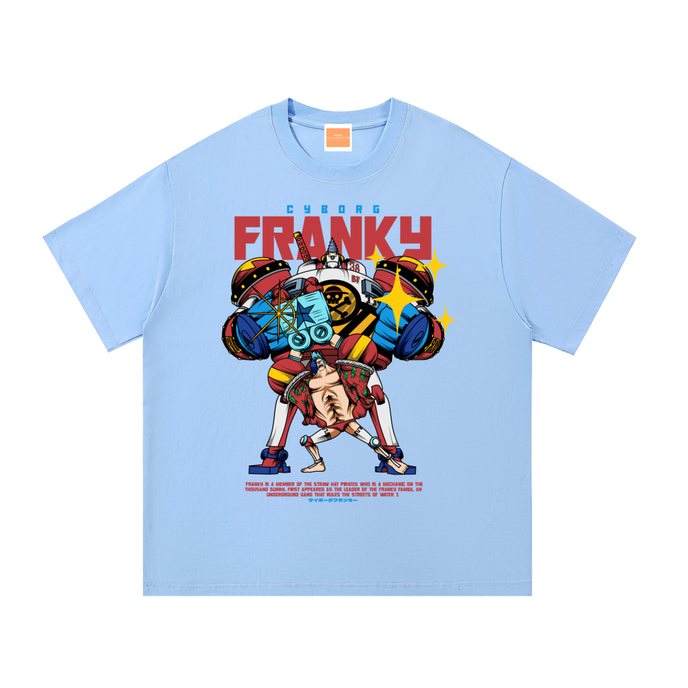 Franky "The Cyborg Shipwright" Front & Back DTF Print Essential Cotton T-Shirt