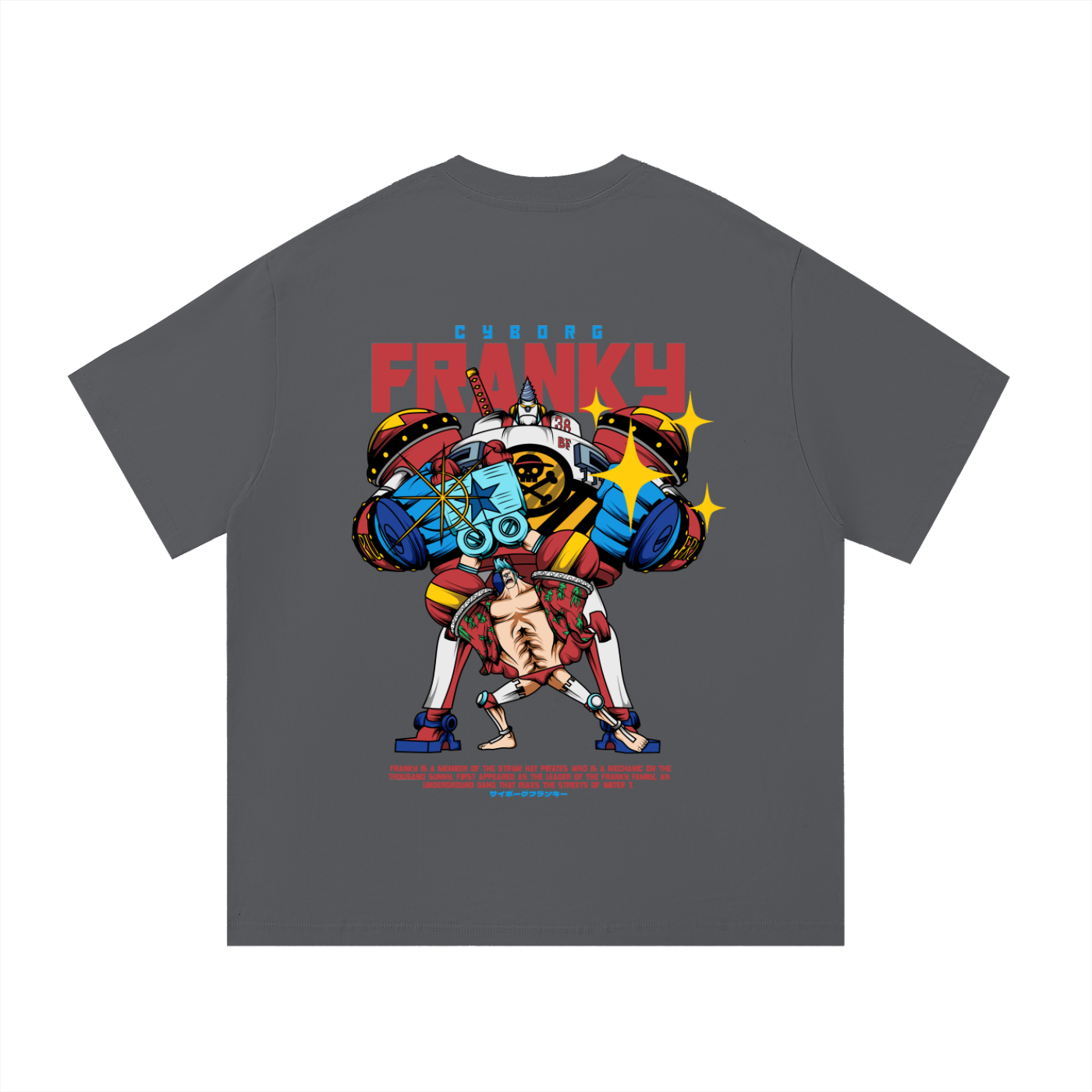 Franky "The Cyborg Shipwright" Front & Back DTF Print Essential Cotton T-Shirt