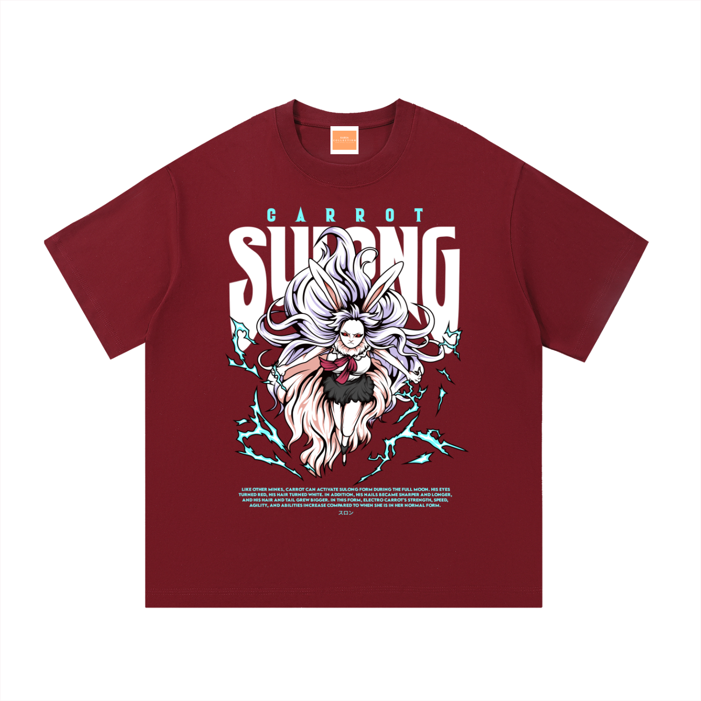 Carrot "the rabbit mink warrior beast tribe" Sulong Full-Moon Transformation Front & Back DTF Print Essential Cotton T-Shirt