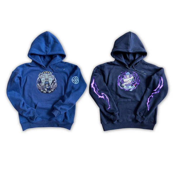 Toji Black Embroidered Hoodie for Unisex