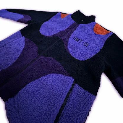 Unit1 Purple Green Mech Sherpa Jacket Oversized Fit Winter Streetwear
