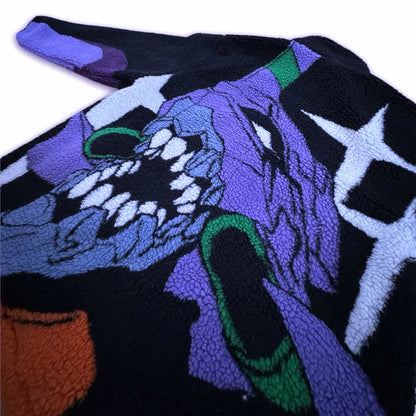 Unit1 Purple Green Mech Sherpa Jacket Oversized Fit Winter Streetwear
