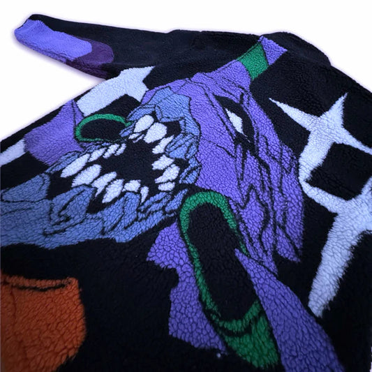 Unit1 Purple Green Mech Sherpa Jacket Oversized Fit Winter Streetwear