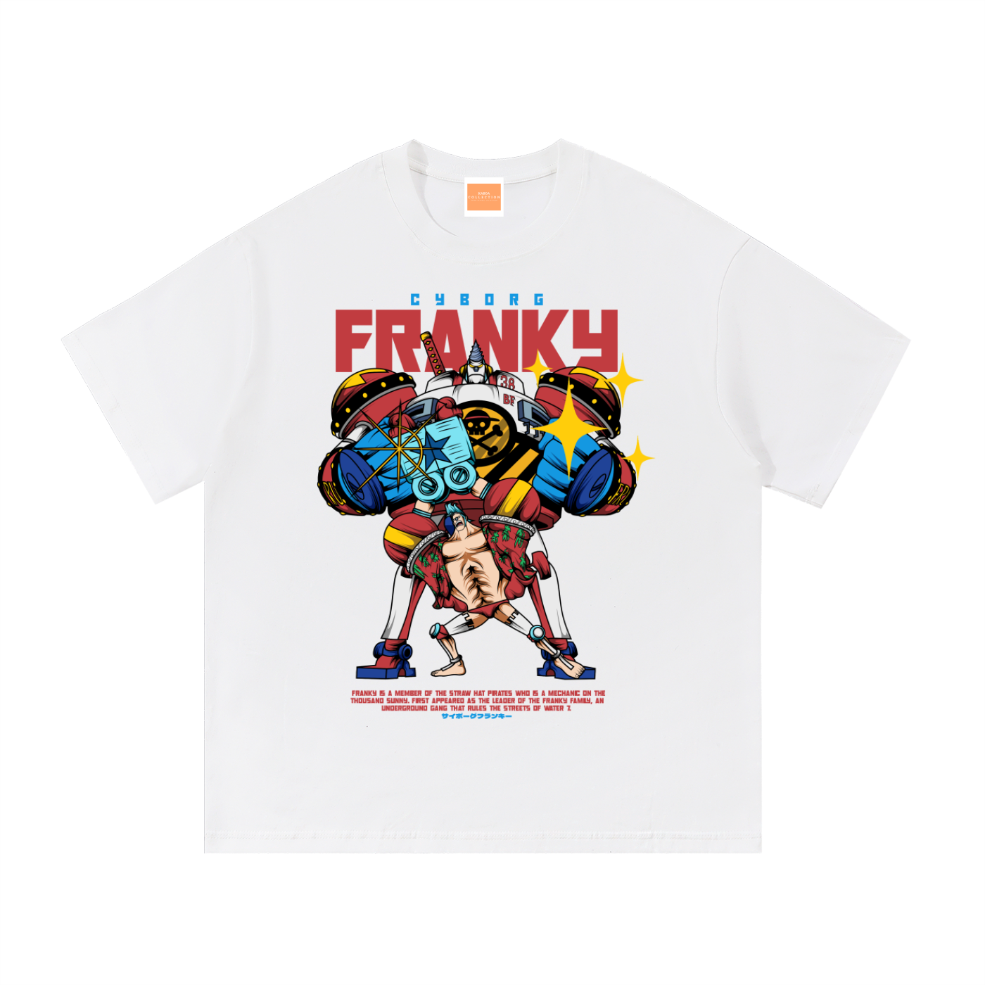 Franky "The Cyborg Shipwright" Front & Back DTF Print Essential Cotton T-Shirt