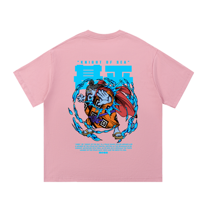 Jinbei "the Knight of the Sea" Front & Back DTF Print Essential Cotton T-Shirt