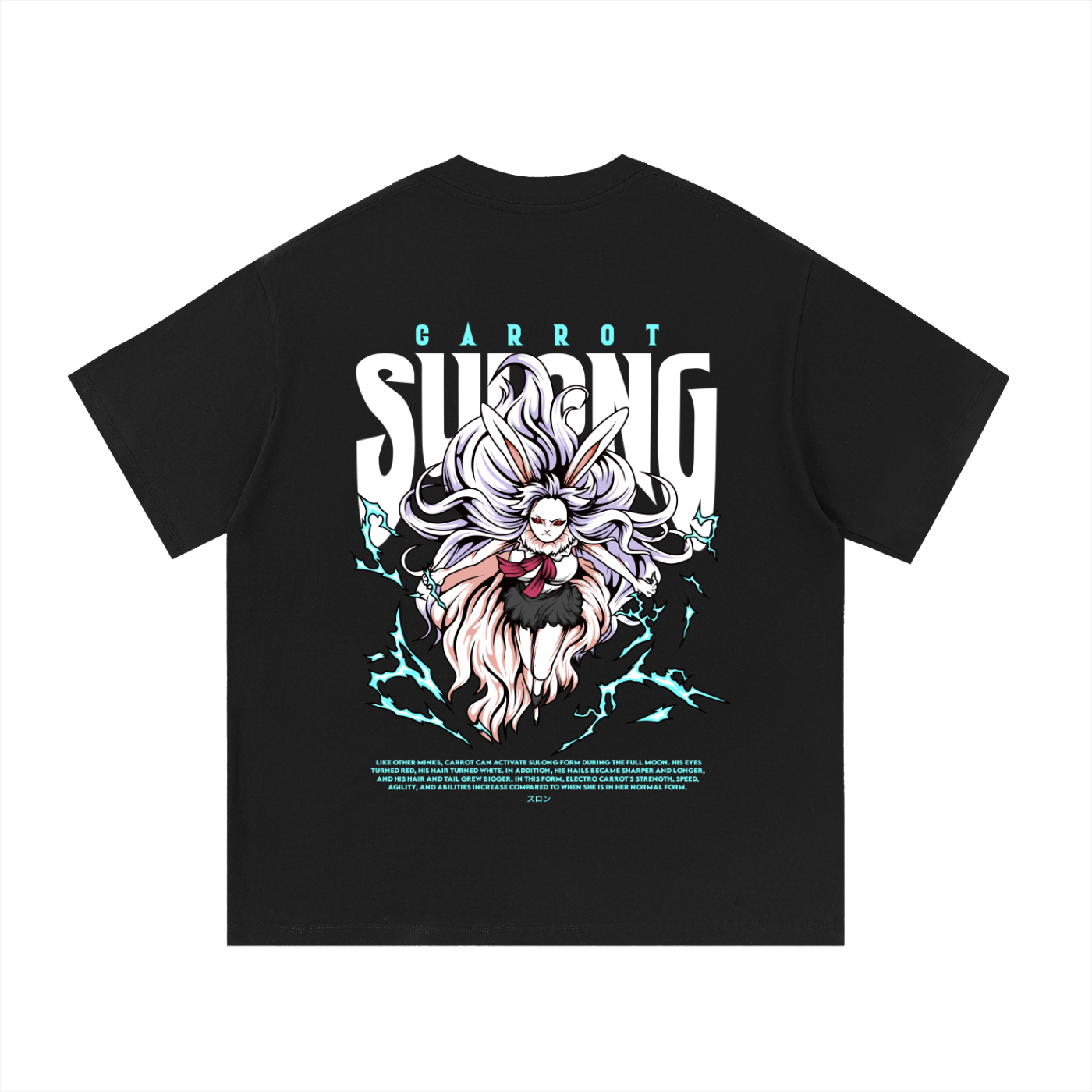 Carrot "the rabbit mink warrior beast tribe" Sulong Full-Moon Transformation Front & Back DTF Print Essential Cotton T-Shirt