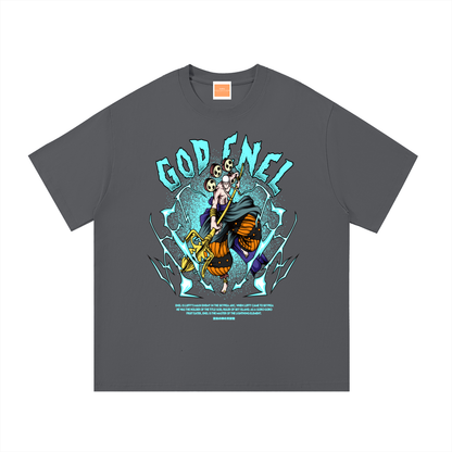 Enel "Thunder God of Skypeia" the Goro Goro No Mi Fruit Eater Front & Back DTF Print Essential Cotton T-Shirt