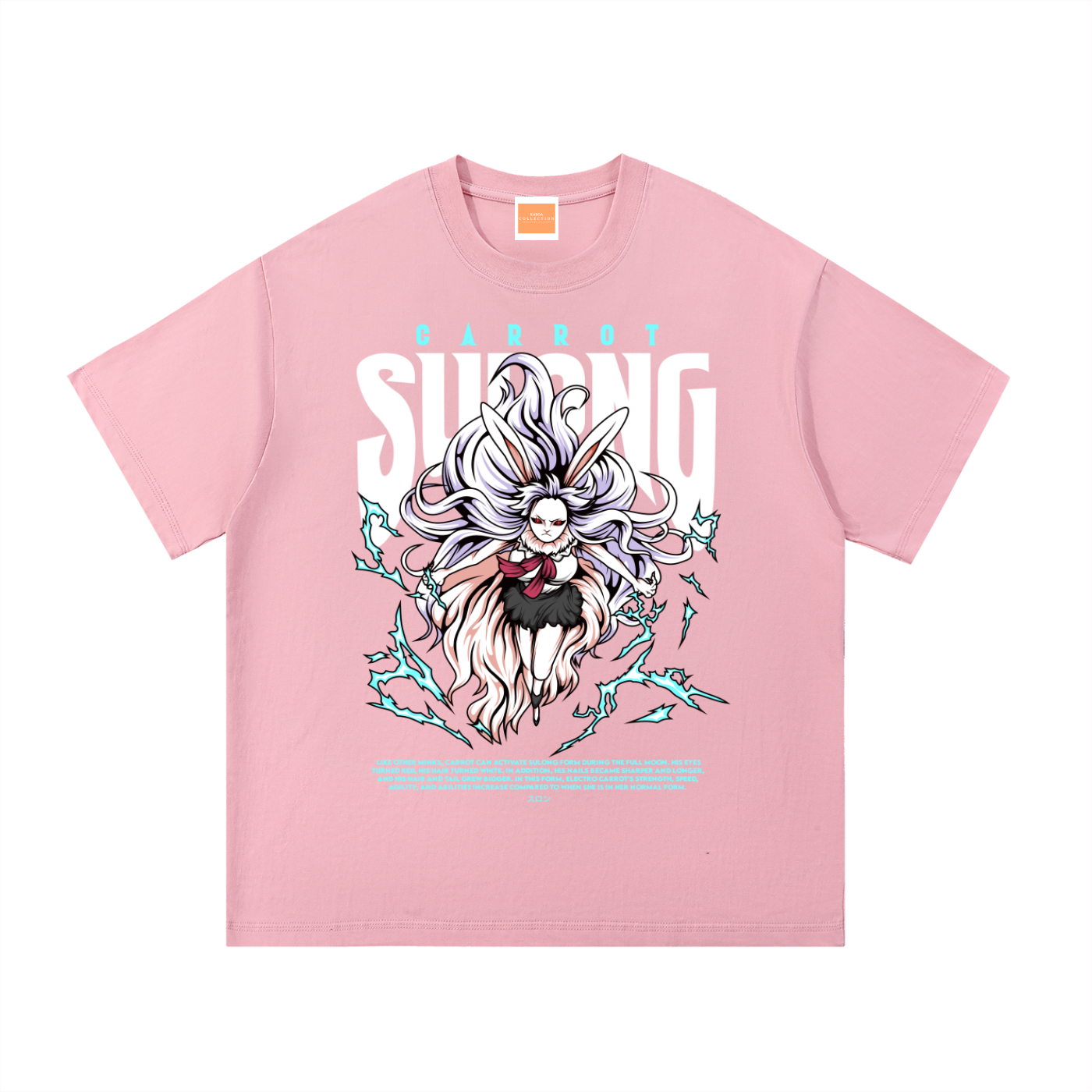 Carrot "the rabbit mink warrior beast tribe" Sulong Full-Moon Transformation Front & Back DTF Print Essential Cotton T-Shirt
