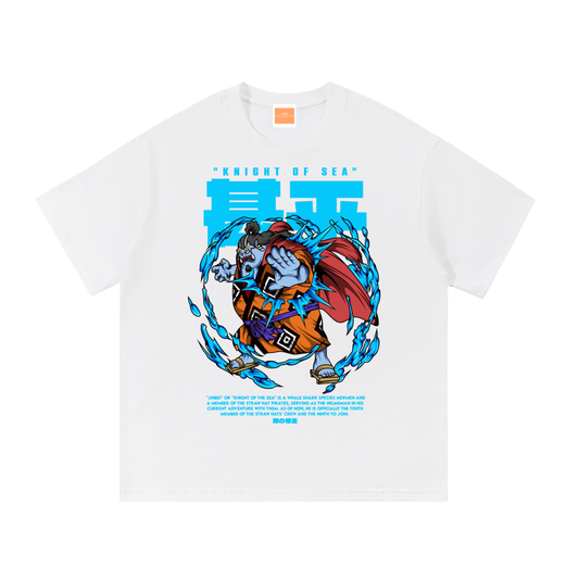 Jinbei "the Knight of the Sea" Front & Back DTF Print Essential Cotton T-Shirt