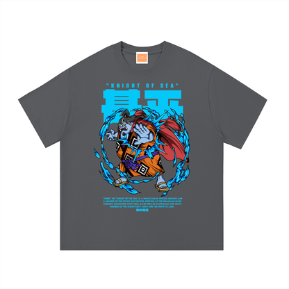 Jinbei "the Knight of the Sea" Front & Back DTF Print Essential Cotton T-Shirt