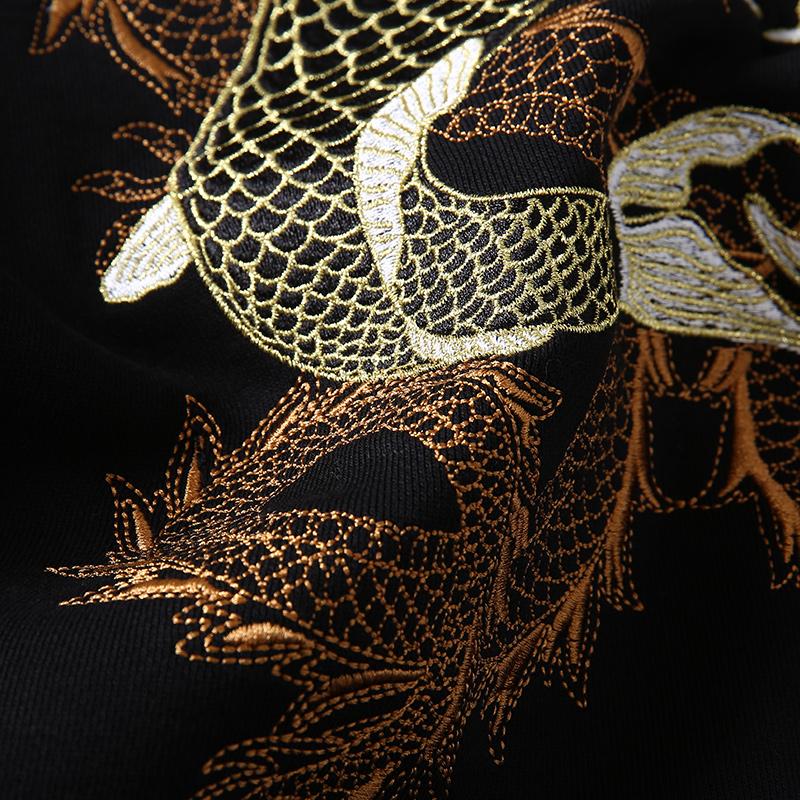 Double Koi & Dragon Embroidered Hoodie – Loyalty, Strength & Tradition
