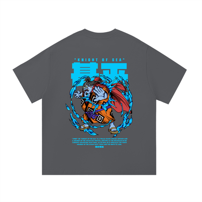 Jinbei "the Knight of the Sea" Front & Back DTF Print Essential Cotton T-Shirt