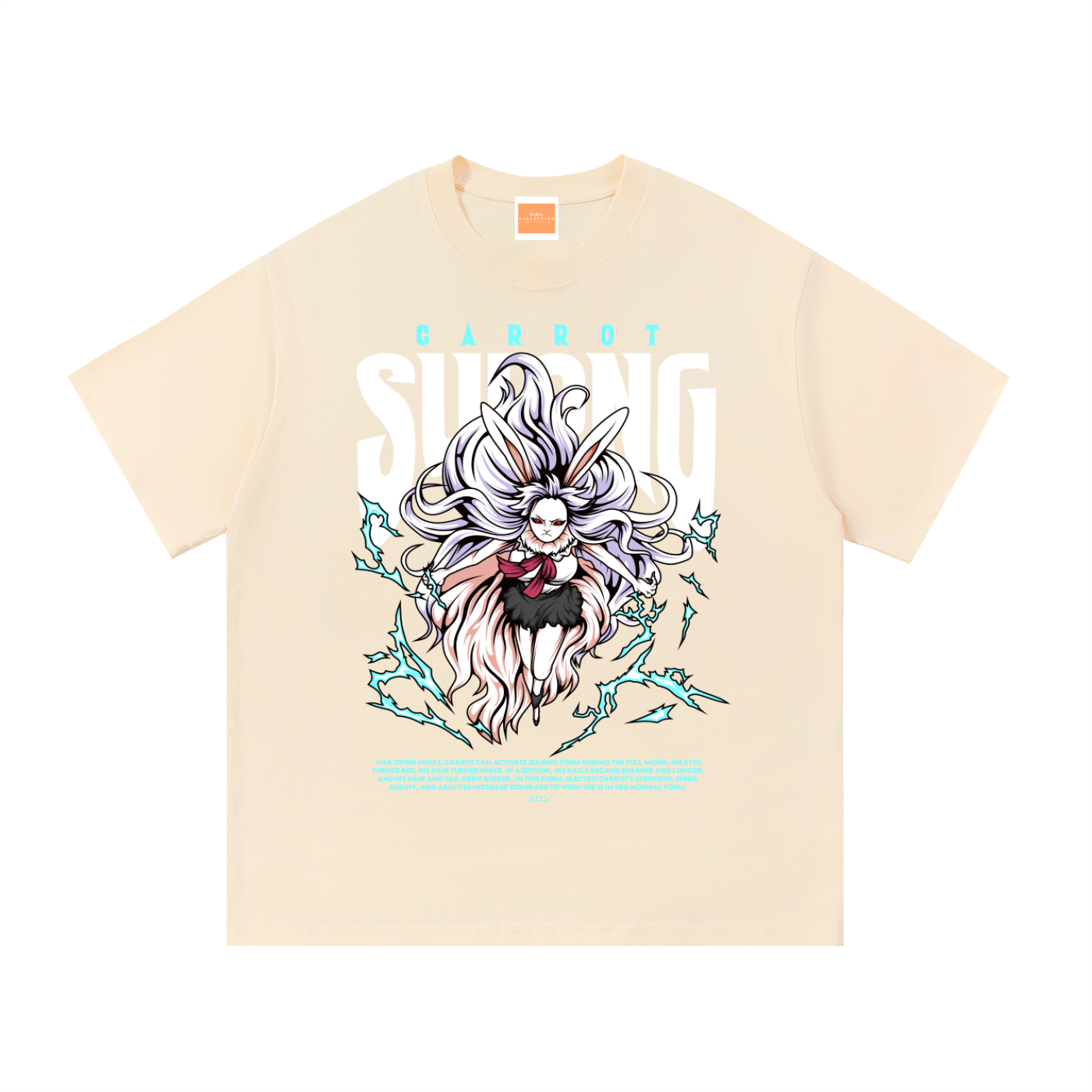 Carrot "the rabbit mink warrior beast tribe" Sulong Full-Moon Transformation Front & Back DTF Print Essential Cotton T-Shirt