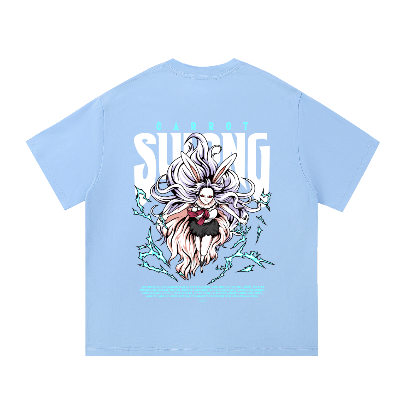 Carrot "the rabbit mink warrior beast tribe" Sulong Full-Moon Transformation Front & Back DTF Print Essential Cotton T-Shirt