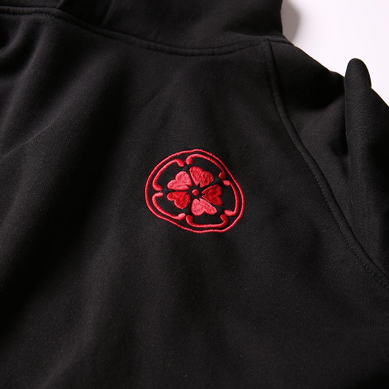 The Success Embroidered Black Hoodie – Bold Koi Leap for Ambition & Power