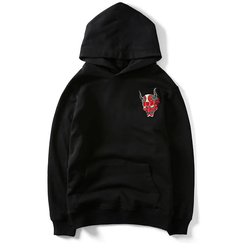 The Oni Embroidered Sukajan Hoodie – Fierce Spirit of Justice & Wrath